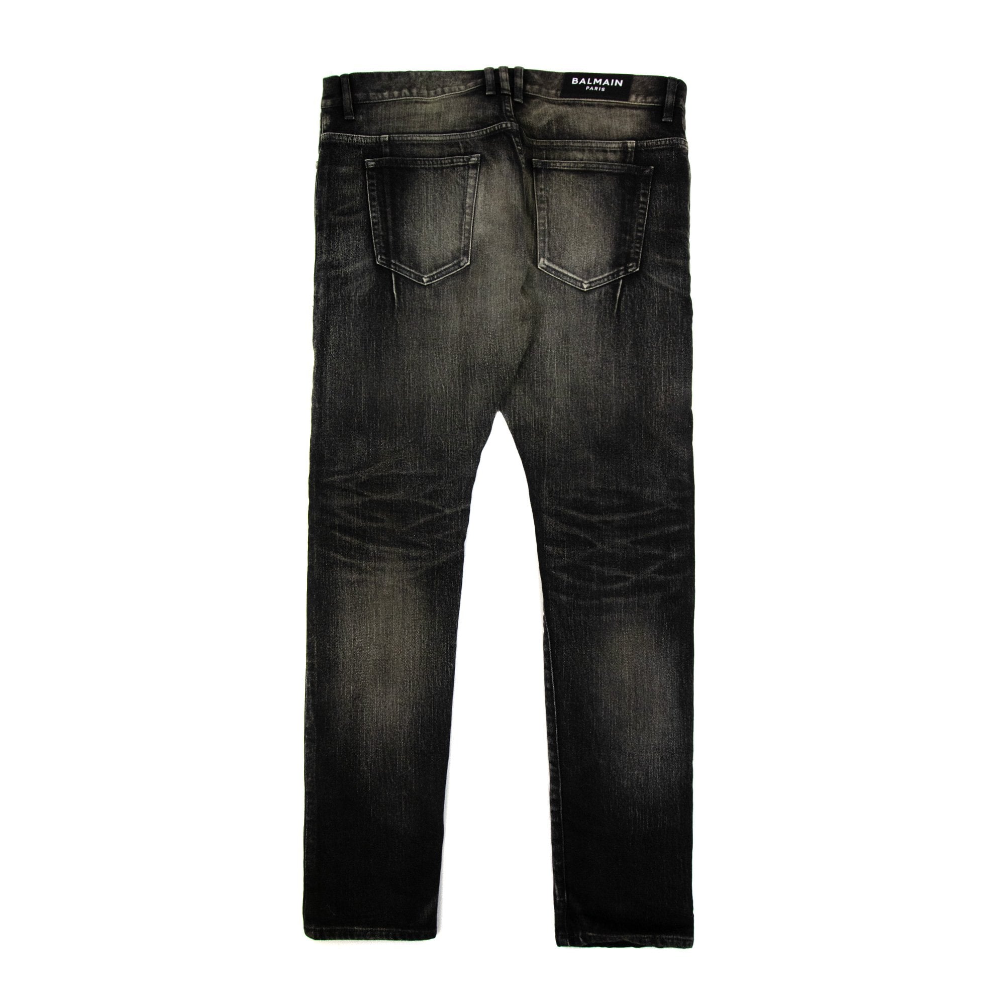 Balmain Distressed Slim Selvedge Jeans Black