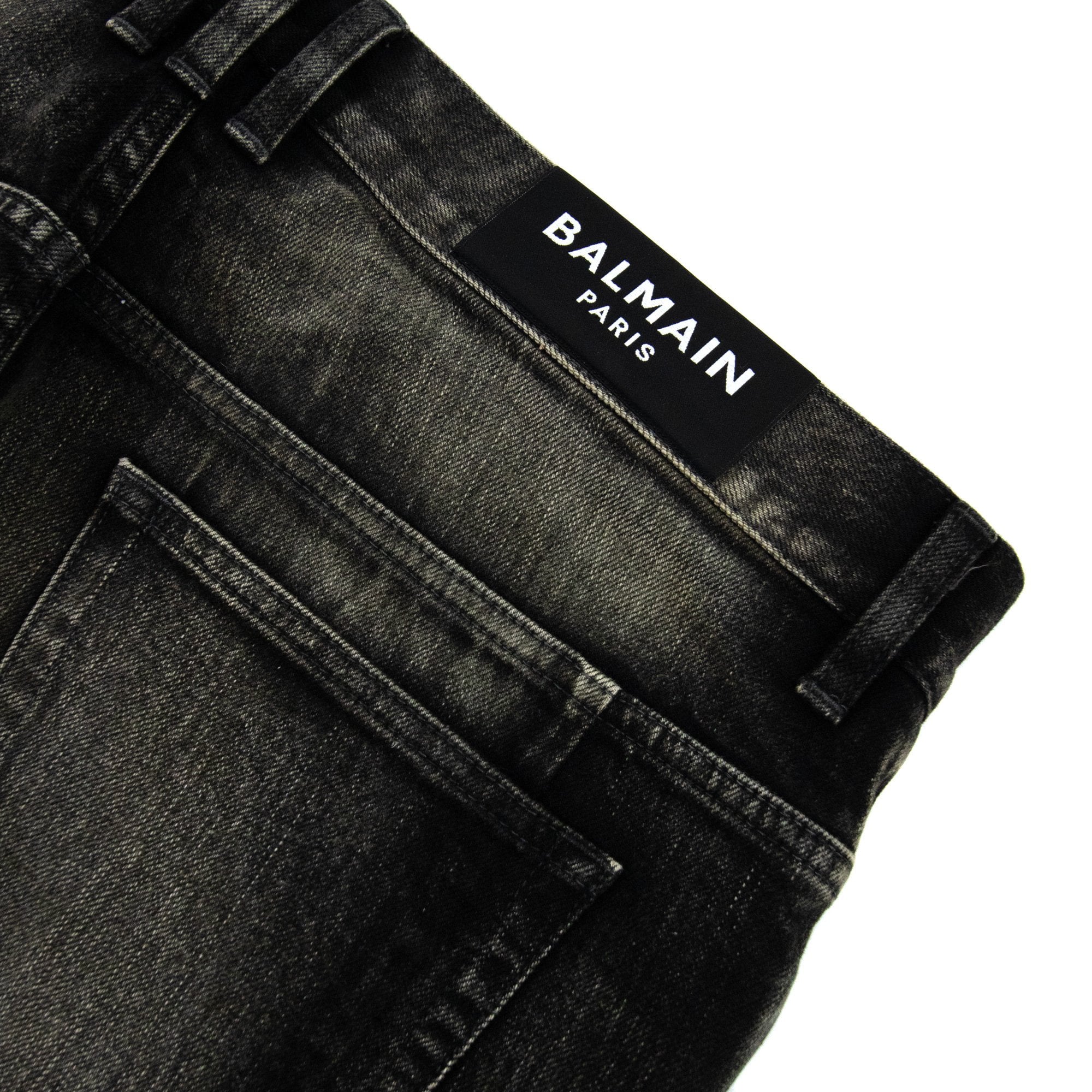 Balmain Distressed Slim Selvedge Jeans Black