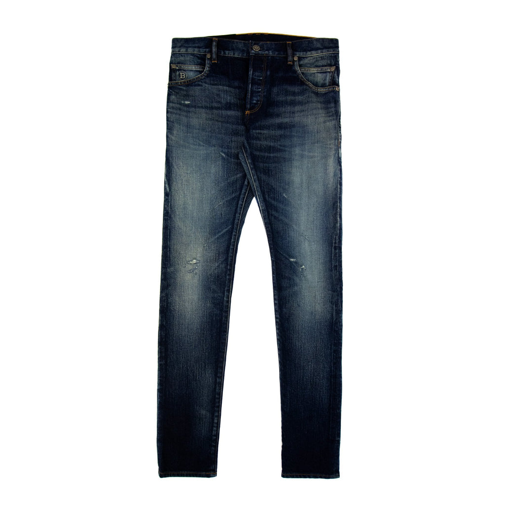 Balmain Distressed Slim Selvedge Jean Denim