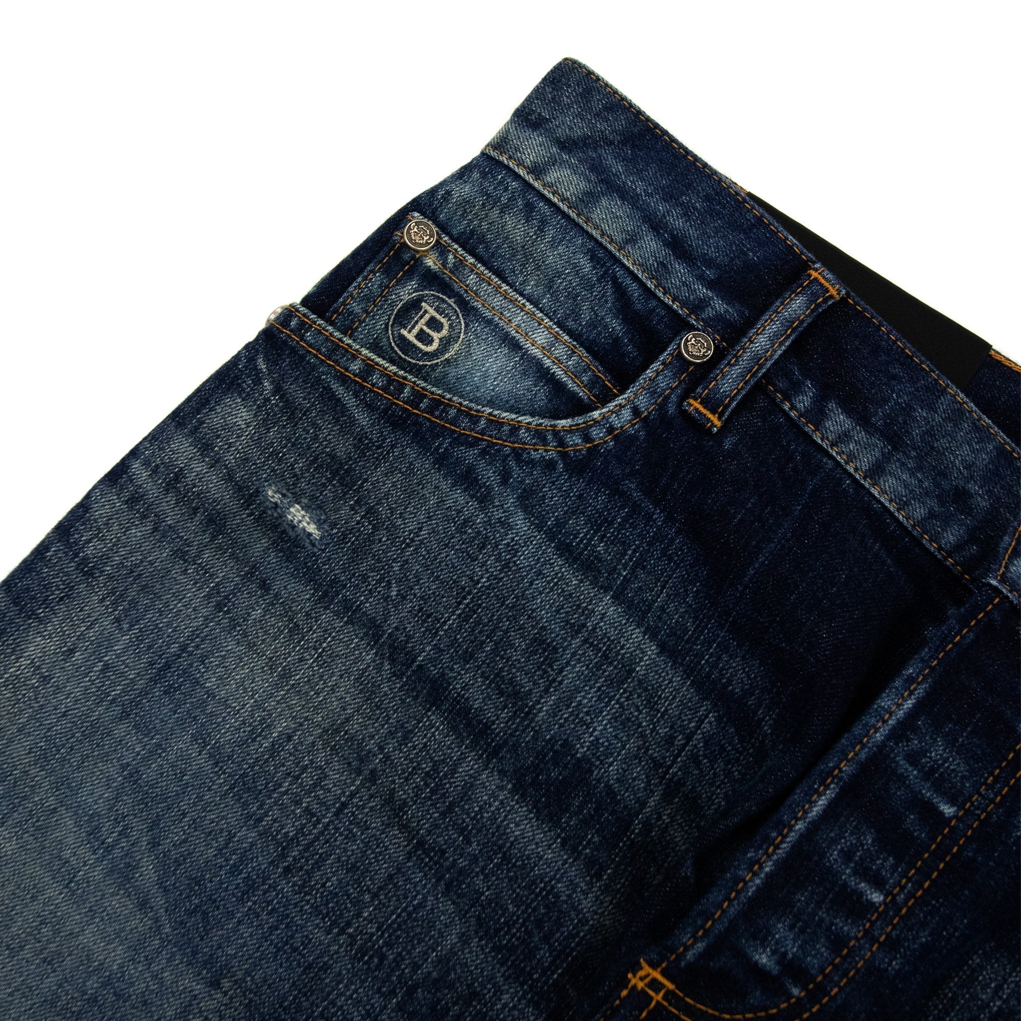 Balmain Distressed Slim Selvedge Jean Denim