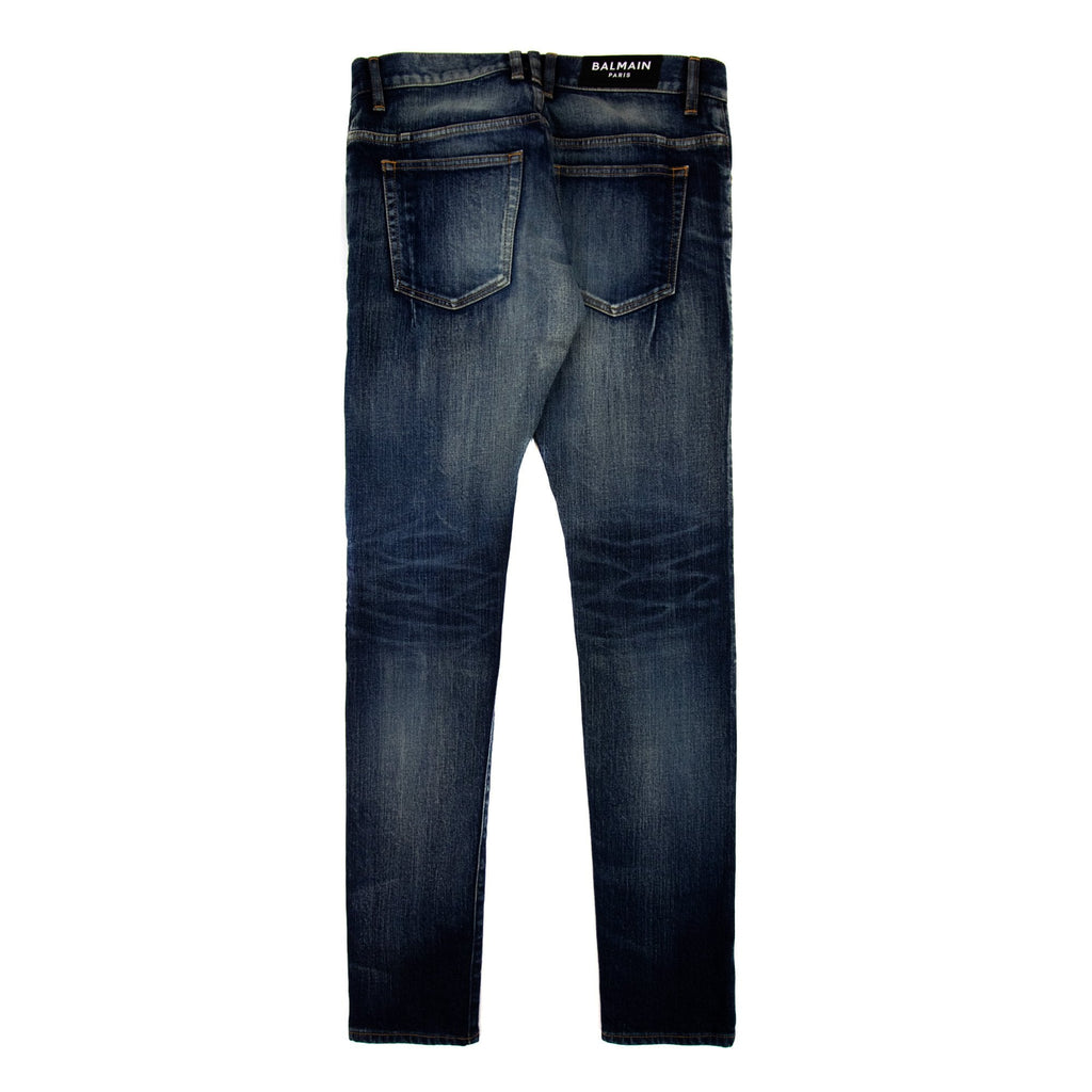 Balmain Distressed Slim Selvedge Jean Denim