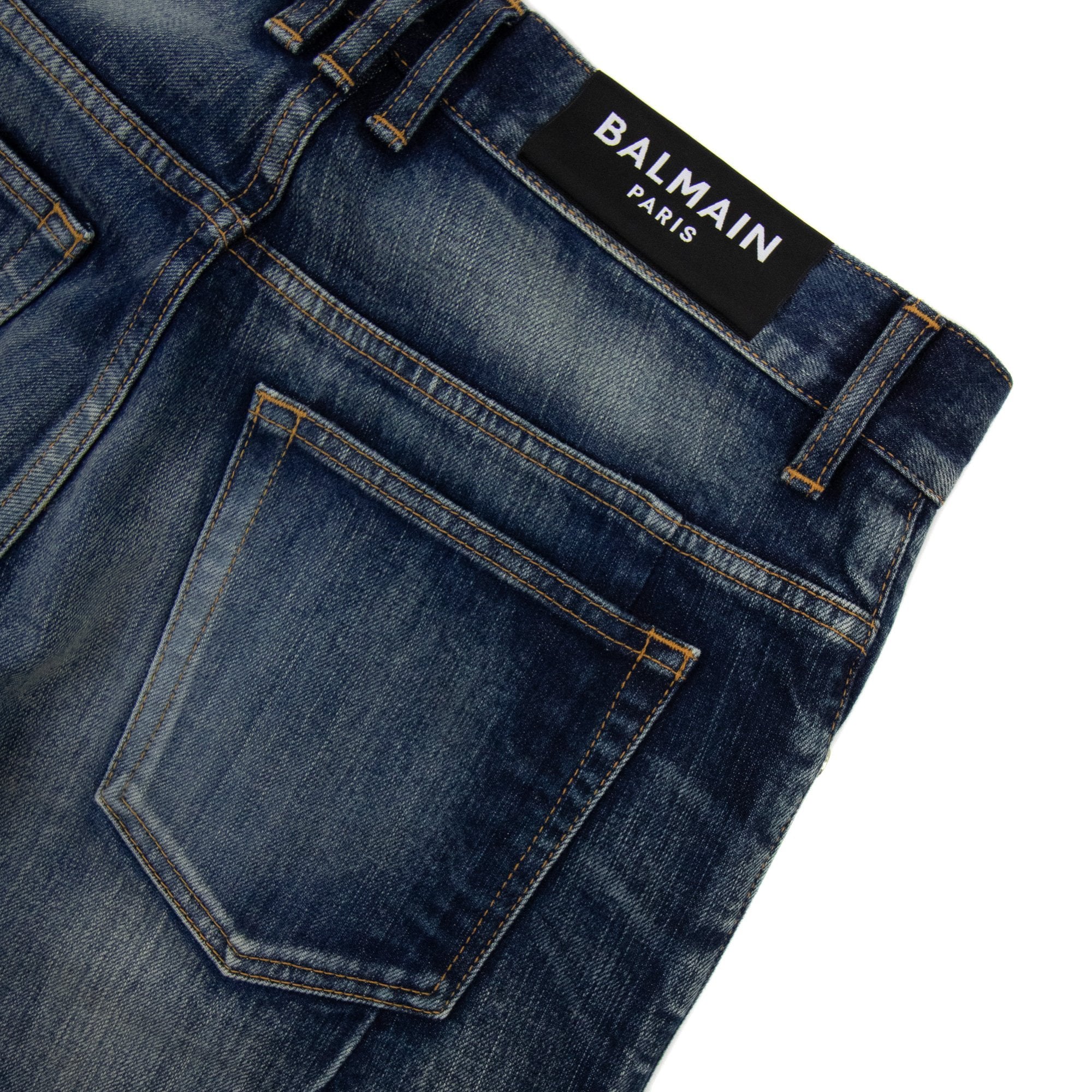 Balmain Distressed Slim Selvedge Jean Denim
