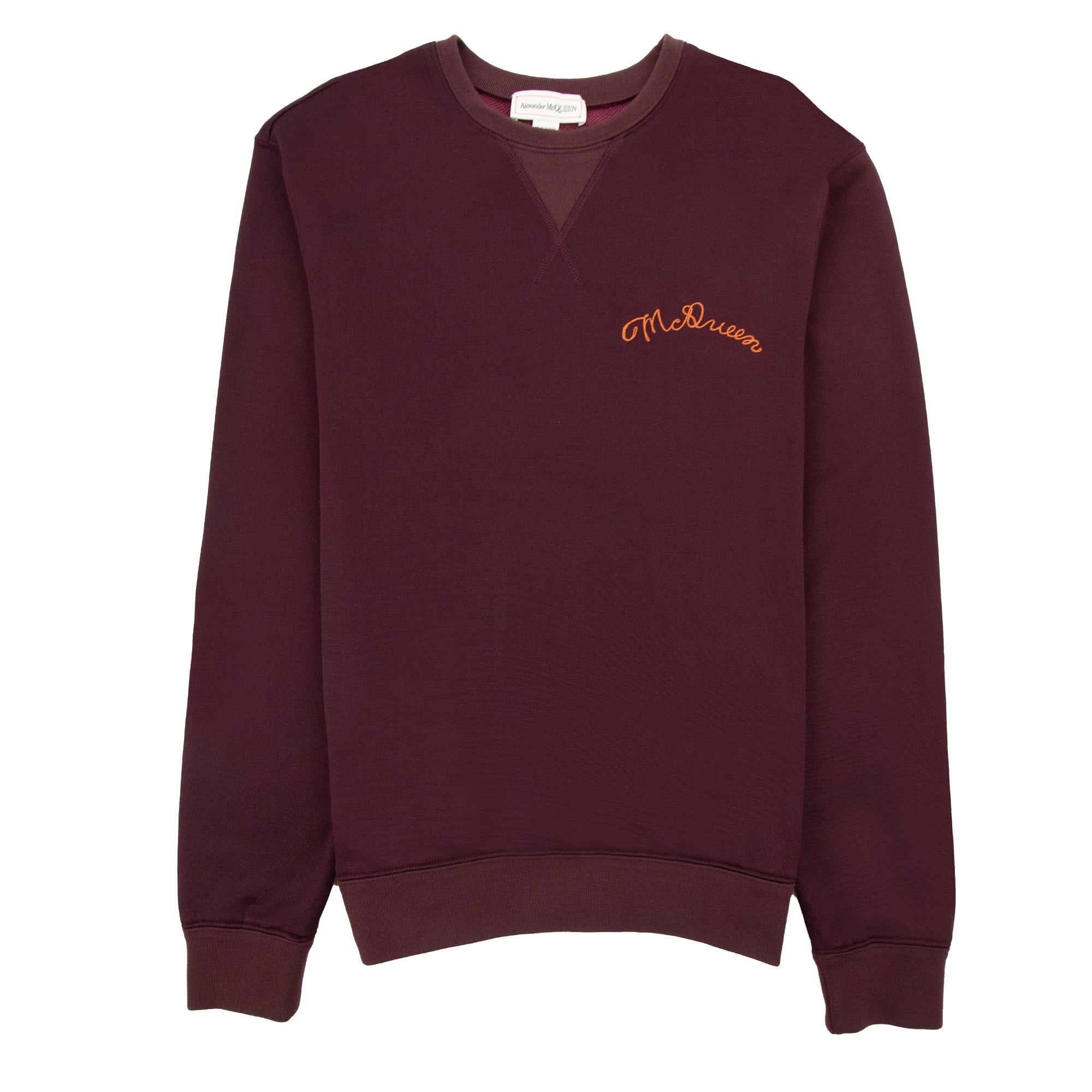 Alexander Mcqueen Embroidered Logo Crewneck Sweatshirt Burgundy