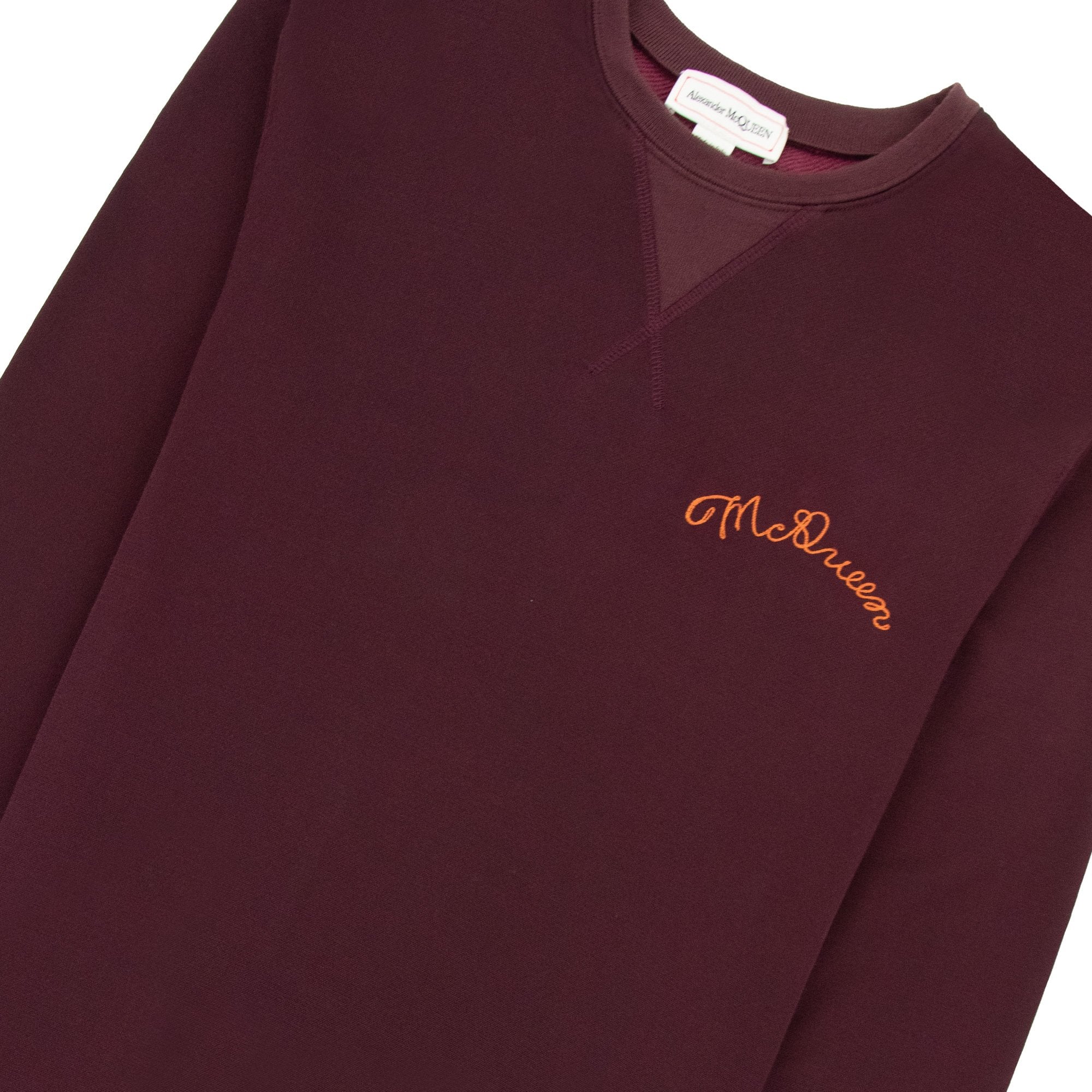 Alexander Mcqueen Embroidered Logo Crewneck Sweatshirt Burgundy