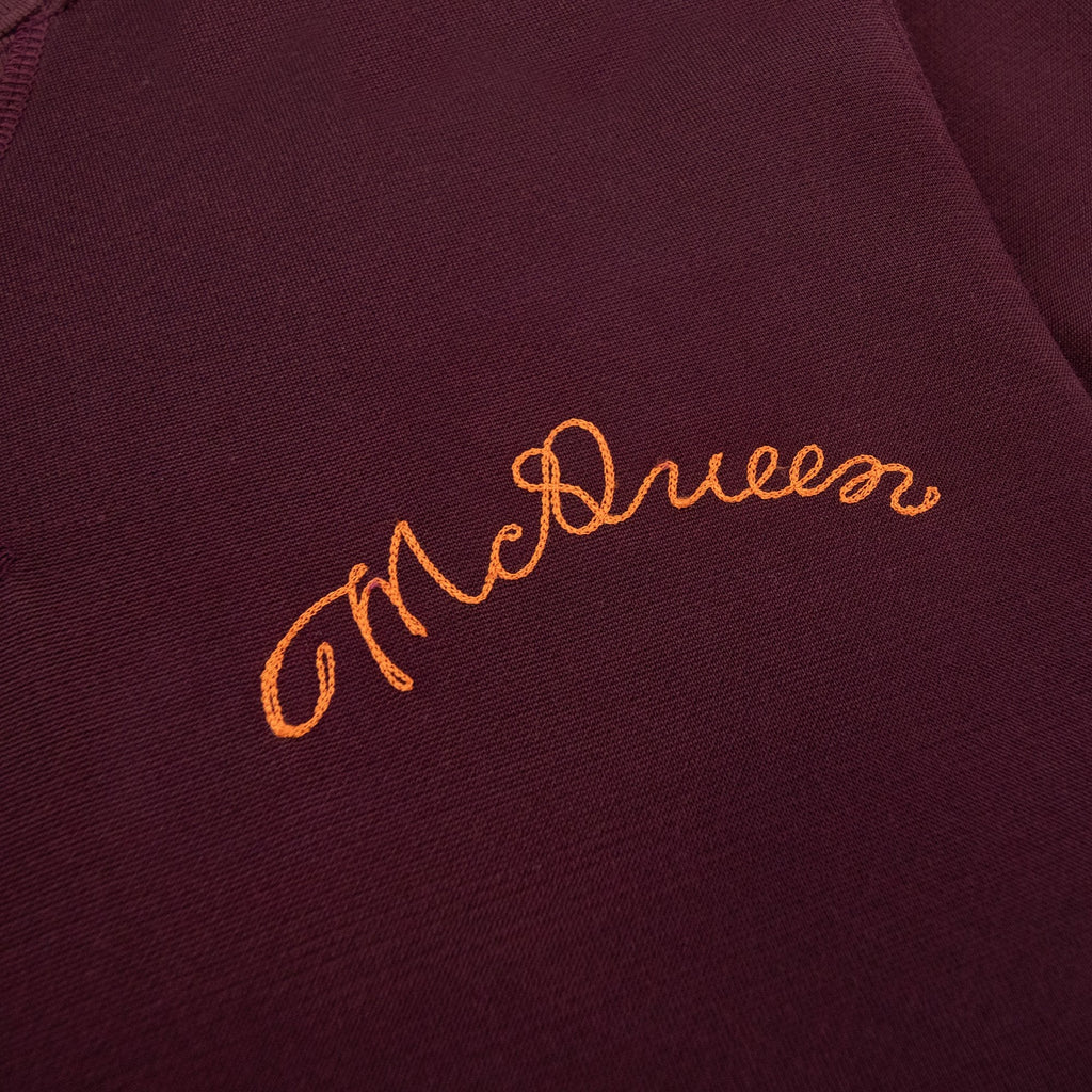 Alexander Mcqueen Embroidered Logo Crewneck Sweatshirt Burgundy