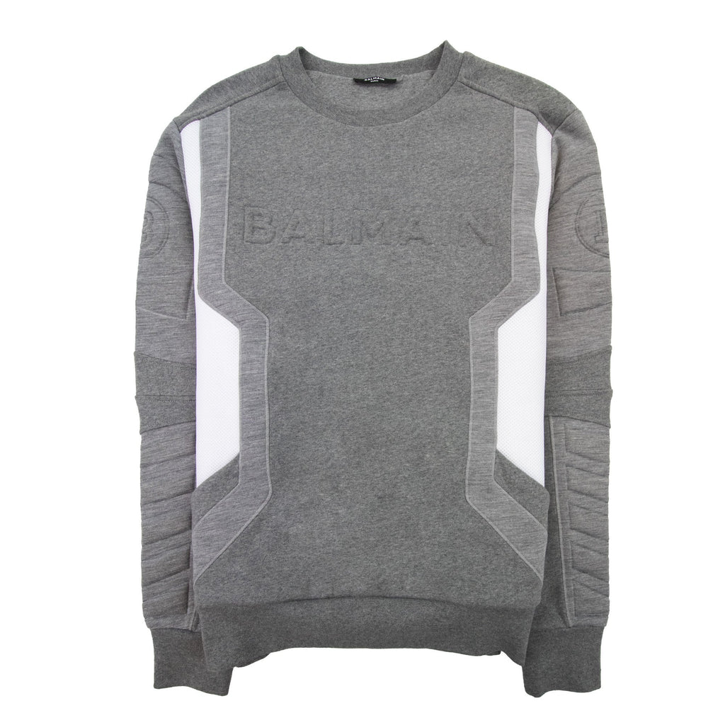 Balmain Embossed Multicuts Sweater Grey