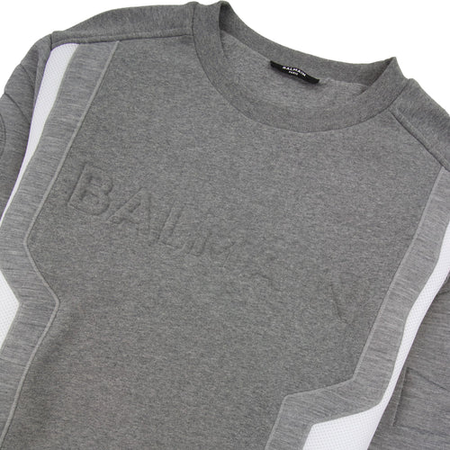Balmain Embossed Multicuts Sweater Grey