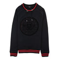 Balmain Drawstring Neck Embossed Logo Jumper Black & Red