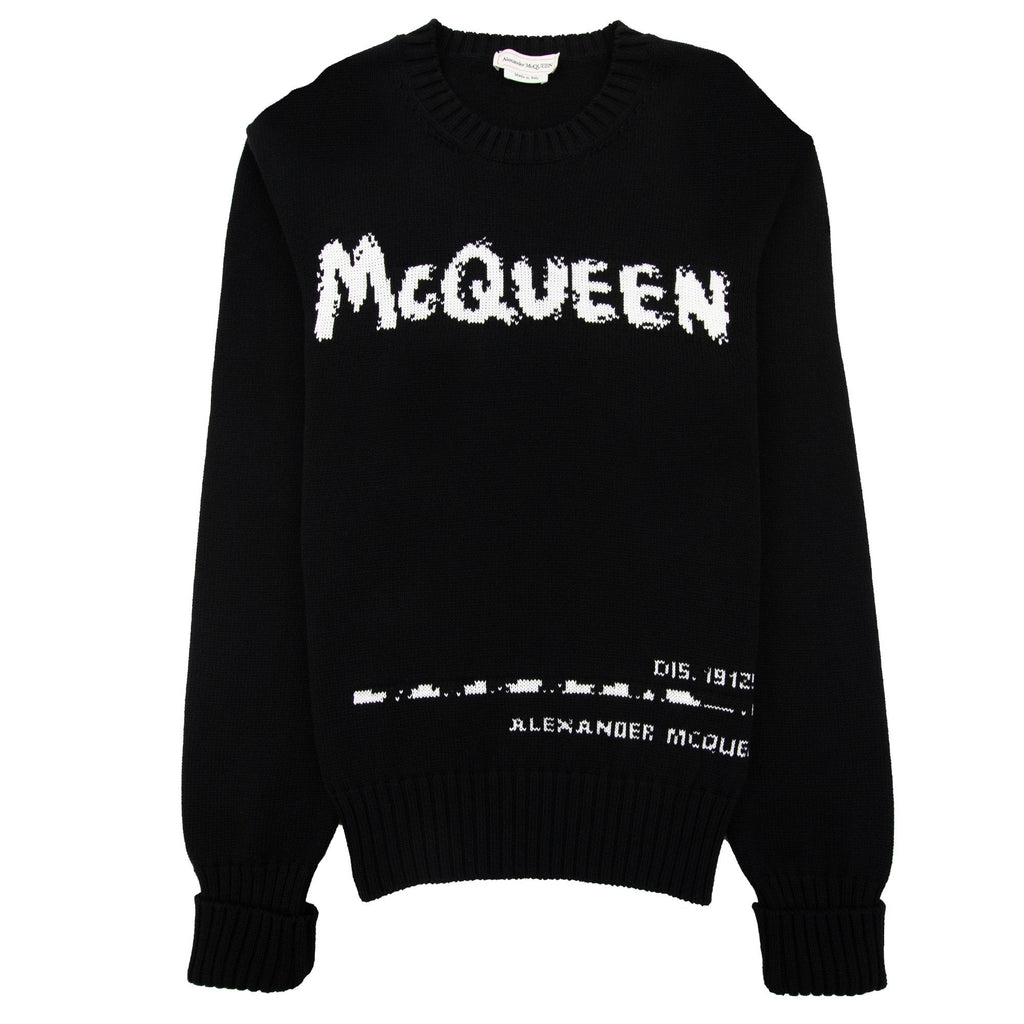 Alexander Mcqueen Branded Logo Knitted Sweatshirt Black
