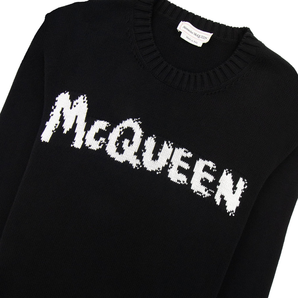 Alexander Mcqueen Branded Logo Knitted Sweatshirt Black