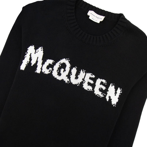 Alexander Mcqueen Branded Logo Knitted Sweatshirt Black