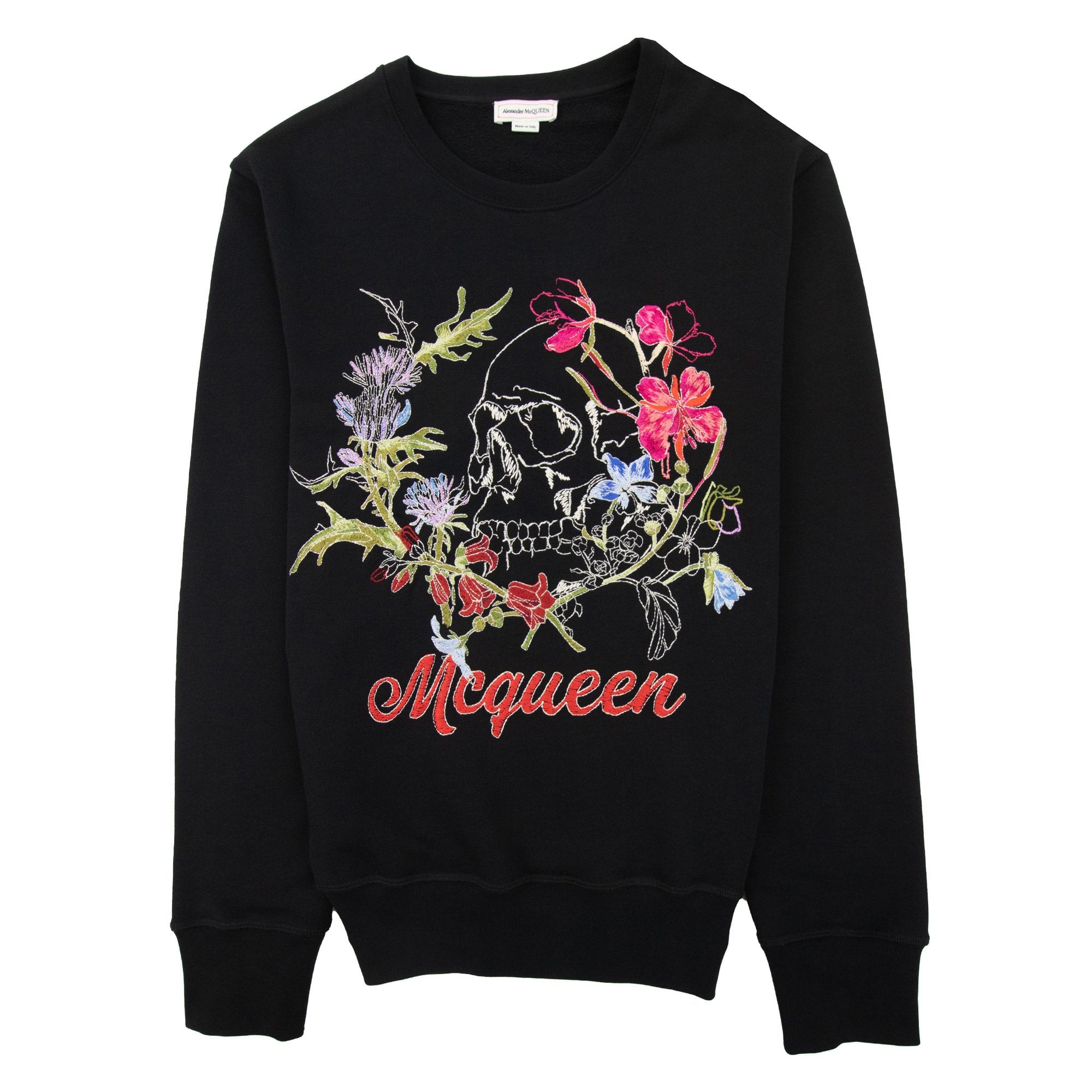 Alexander Mcqueen Embroidered Skull Organic Sweatshirt Black