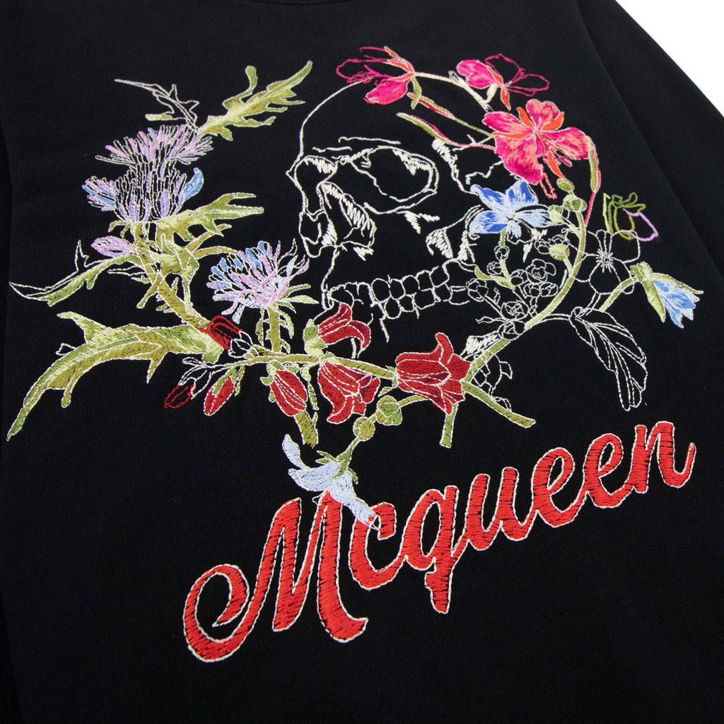 Alexander Mcqueen Embroidered Skull Organic Sweatshirt Black