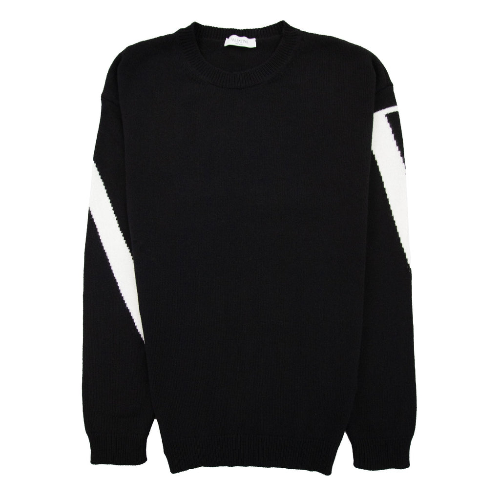 Valentino Logo Intarsia Cashmere Sweater Black