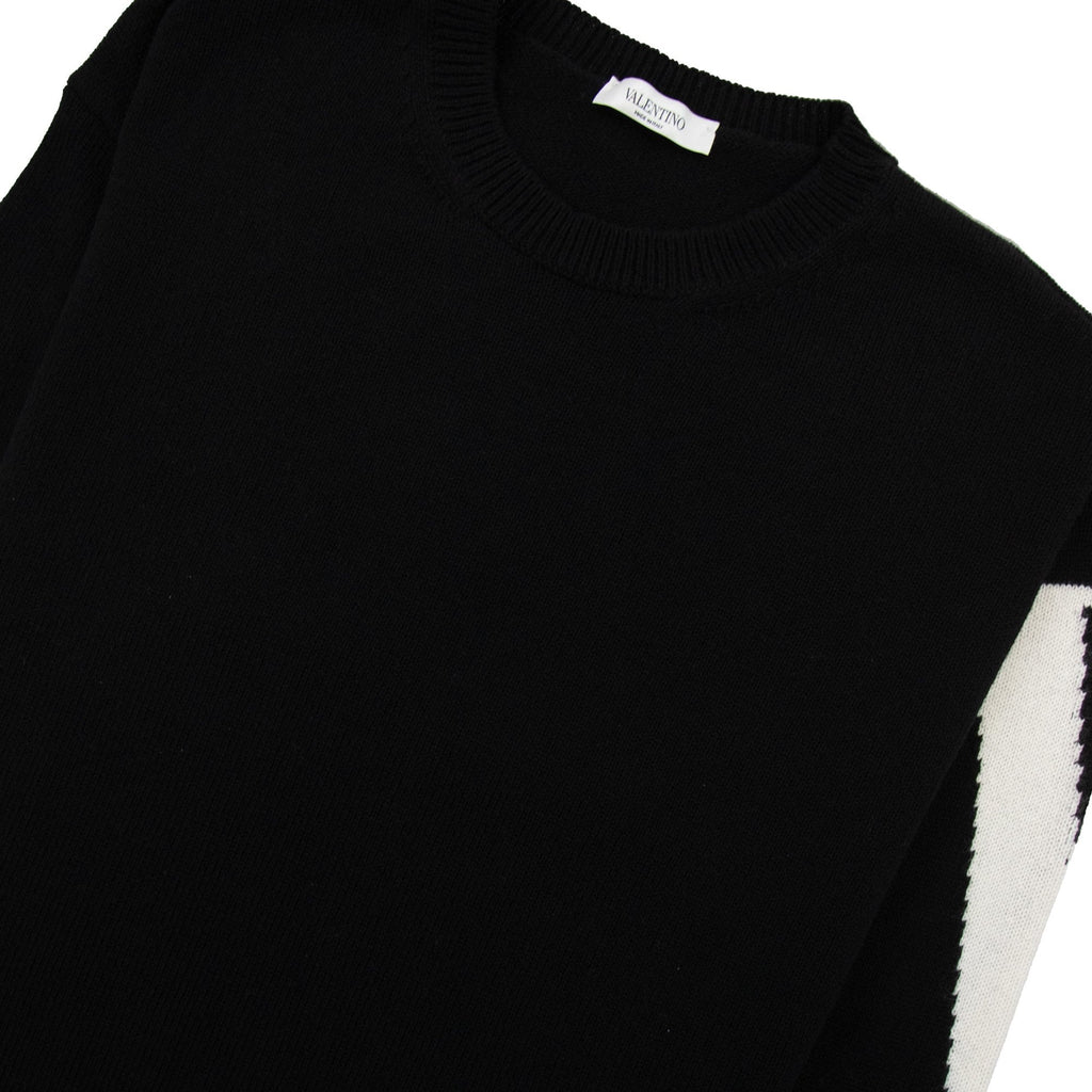 Valentino Logo Intarsia Cashmere Sweater Black