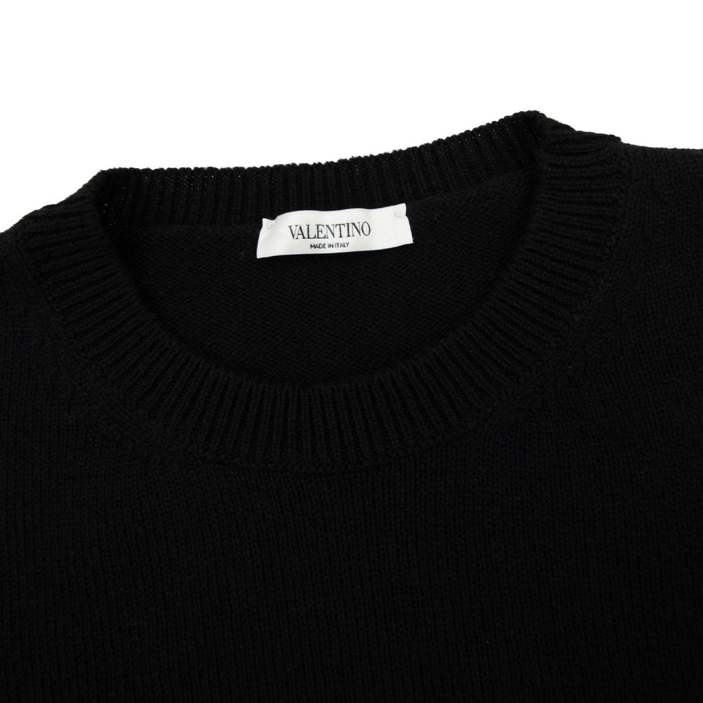 Valentino Logo Intarsia Cashmere Sweater Black