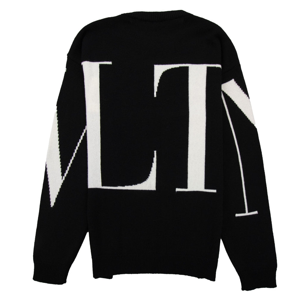 Valentino Logo Intarsia Cashmere Sweater Black