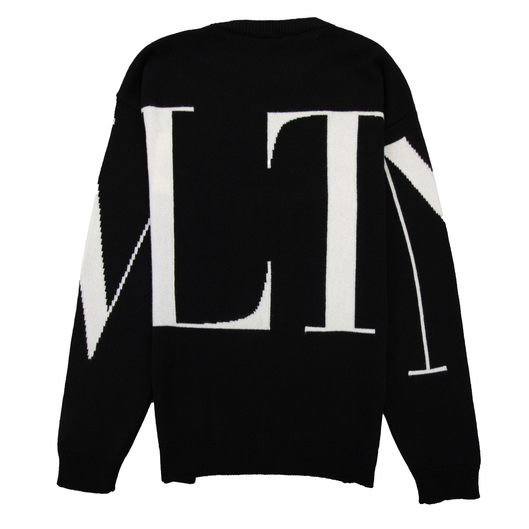 Valentino Logo Intarsia Cashmere Sweater Black