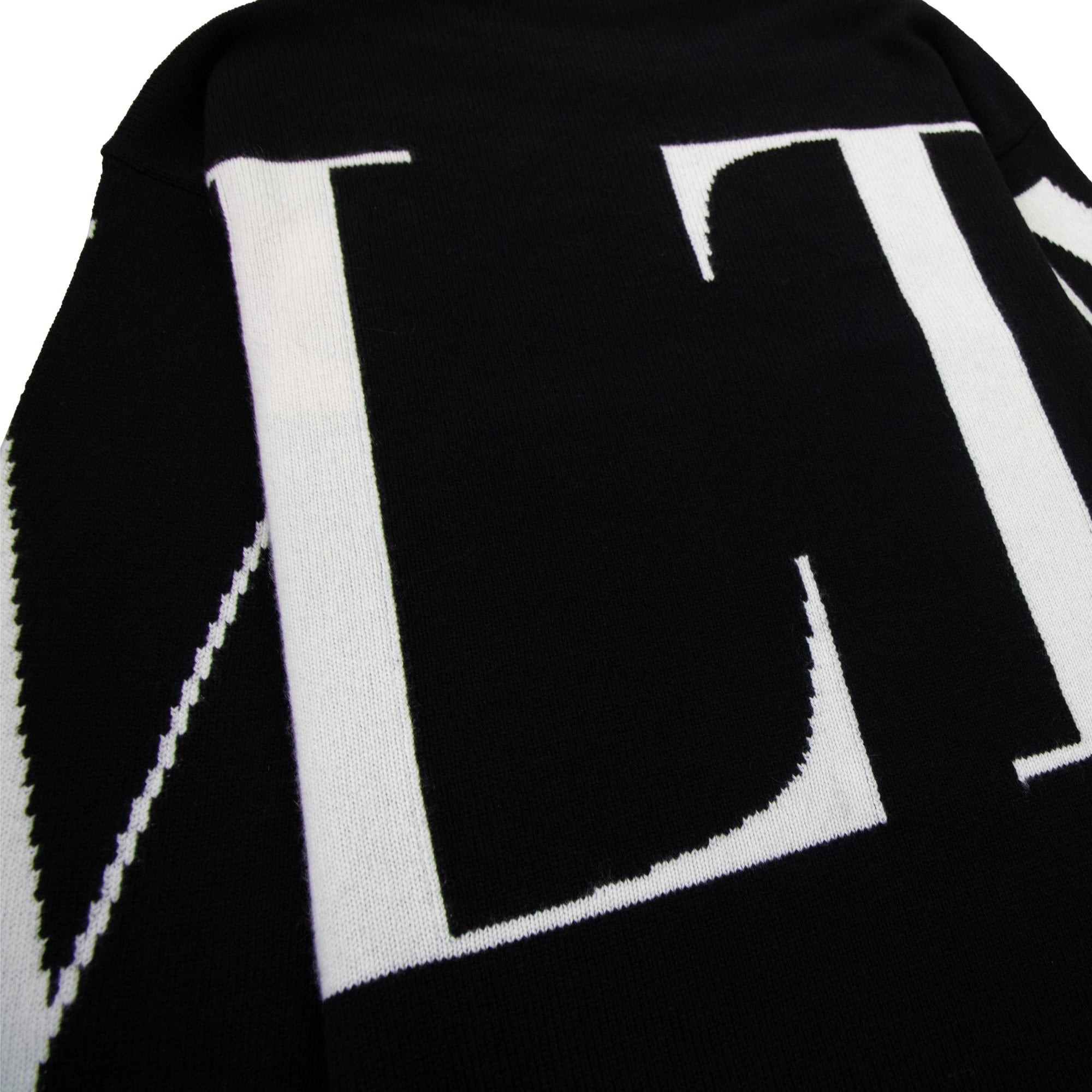 Valentino Logo Intarsia Cashmere Sweater Black