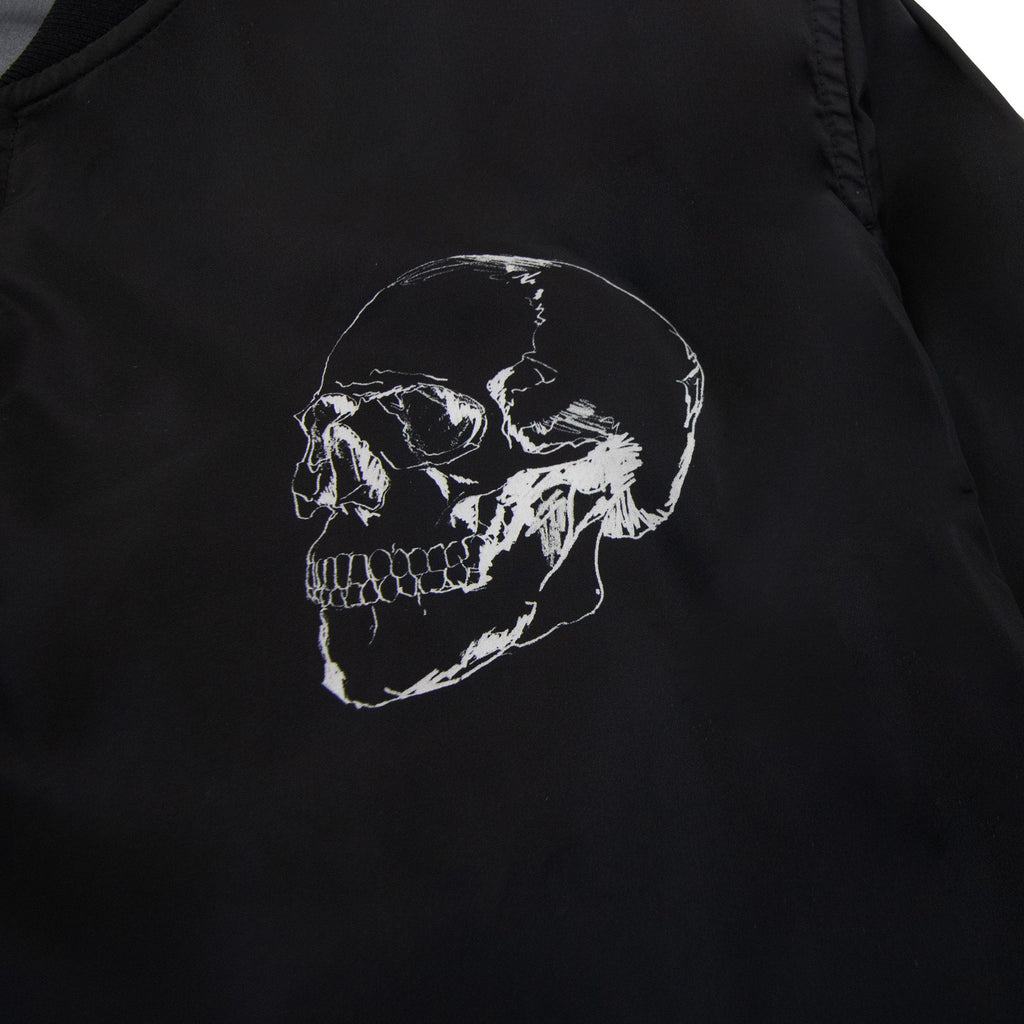 Alexander Mcqueen Skull Logo Printed Nylon Bomber Jacket Black