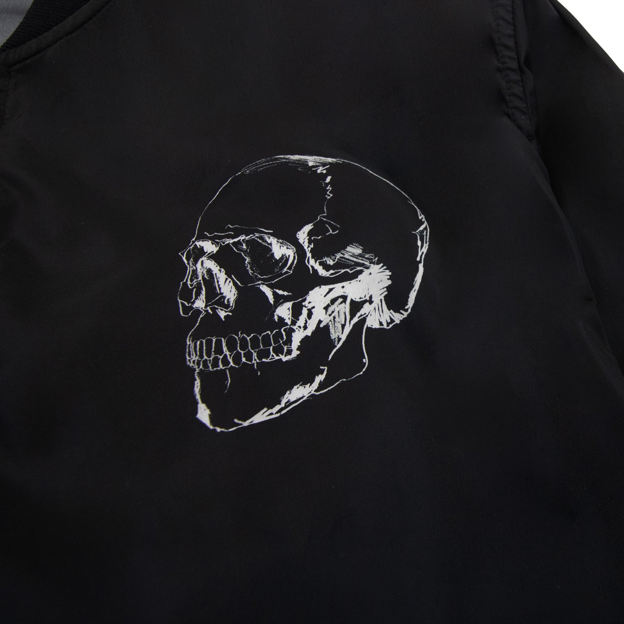 Alexander Mcqueen Skull Logo Printed Nylon Bomber Jacket Black