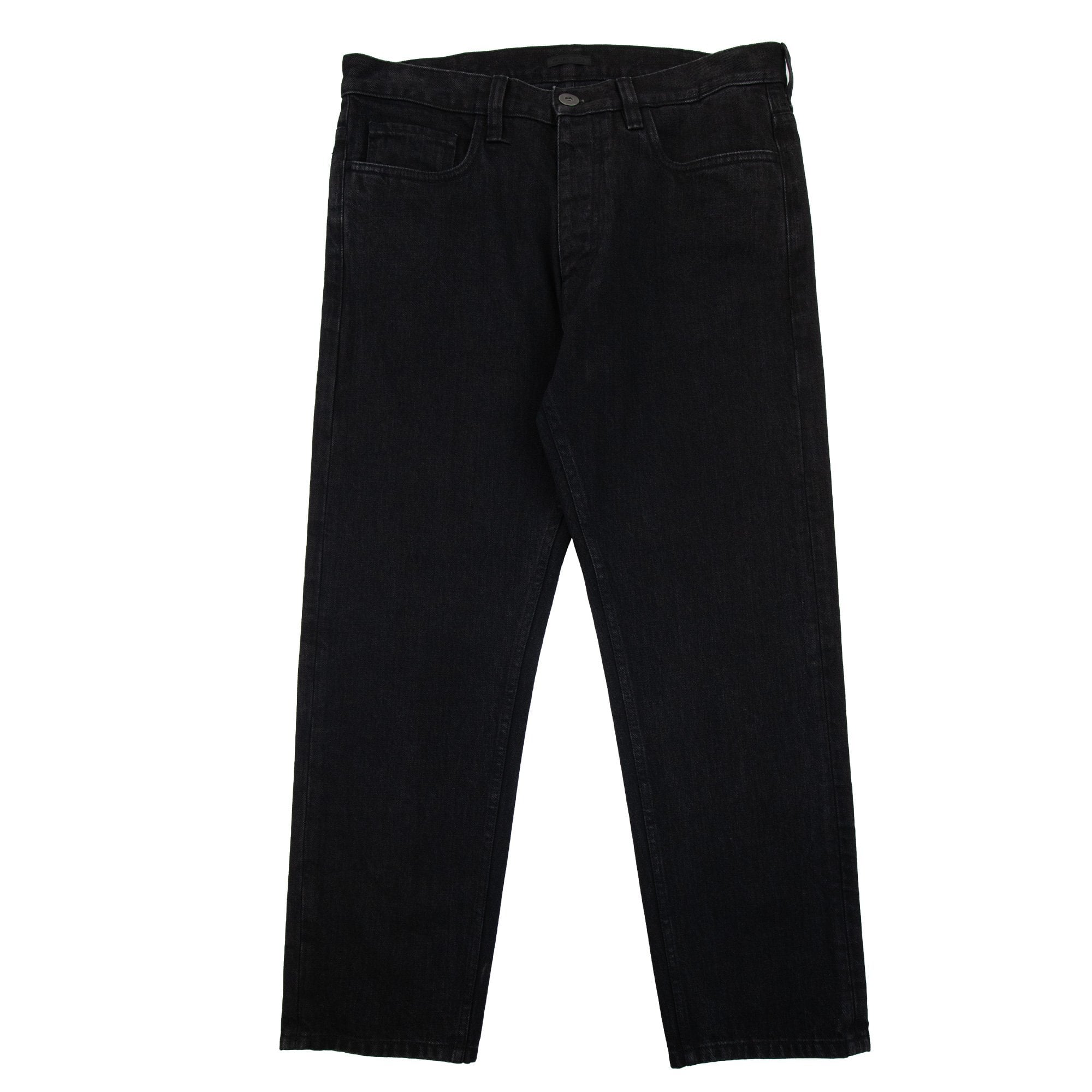 Prada Logo Patch Mid Rise Straight Leg Jeans Black