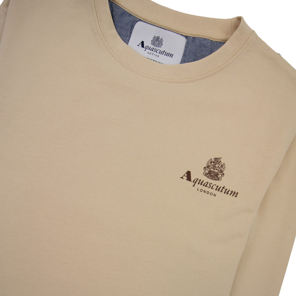 Aquascutum Active Small Logo Crewneck Sweatshirt Beige 03