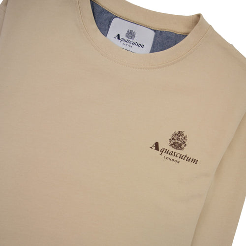 Aquascutum Active Small Logo Crewneck Sweatshirt Beige 03