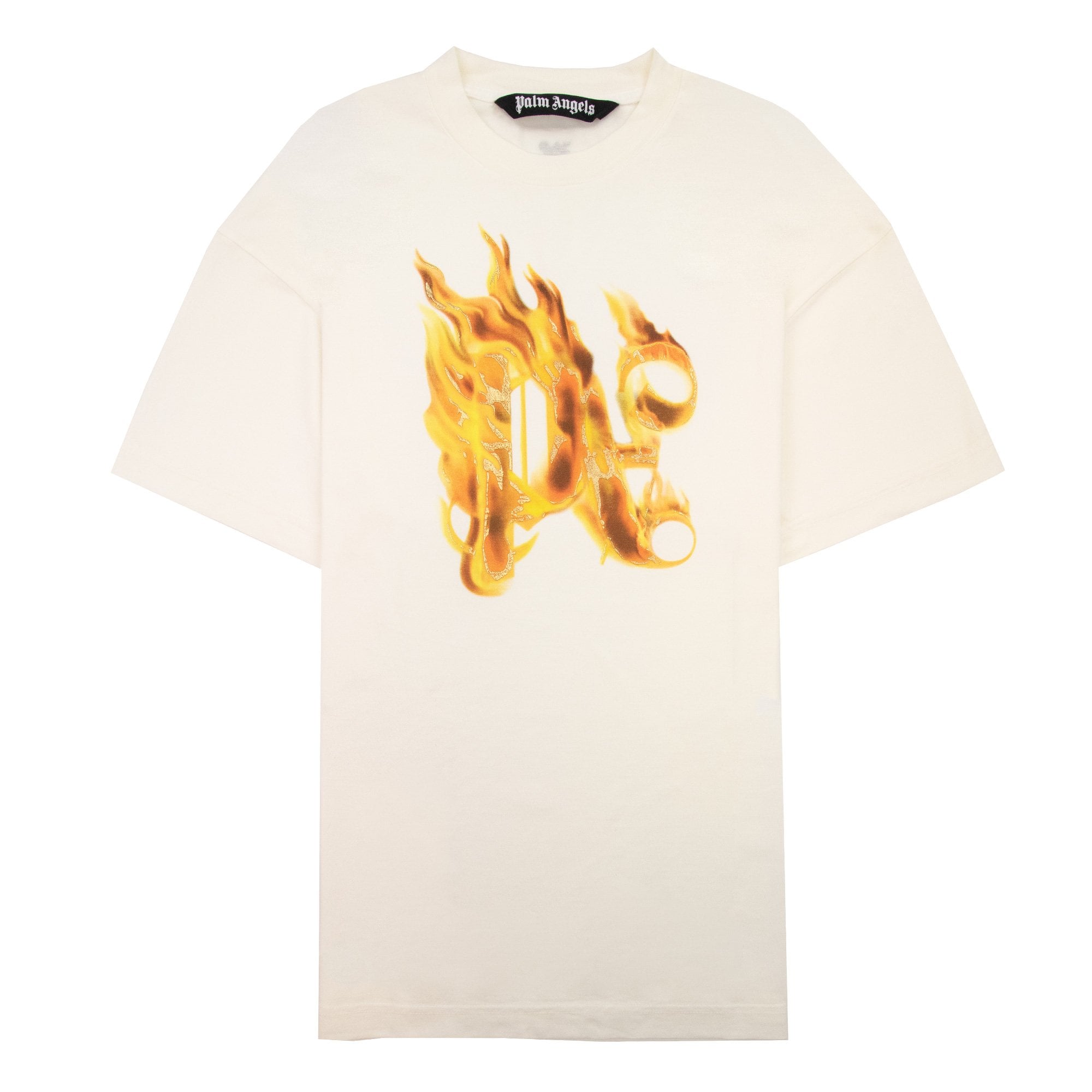 Palm Angels Burning Monogram T Shirt White/gold