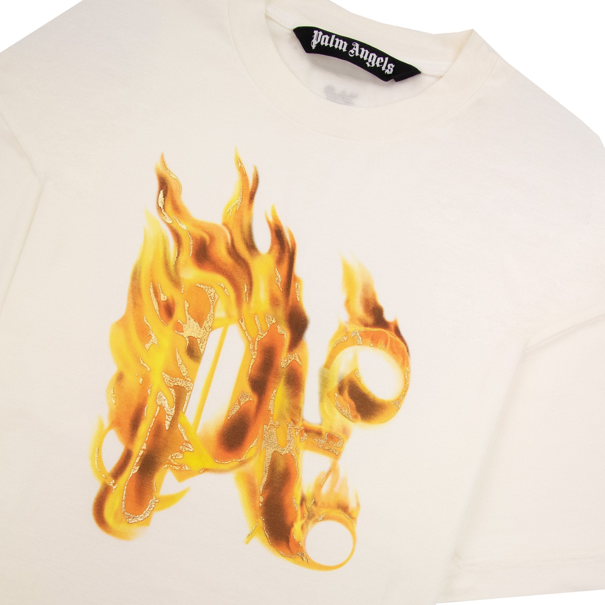 Palm Angels Burning Monogram T Shirt White/gold