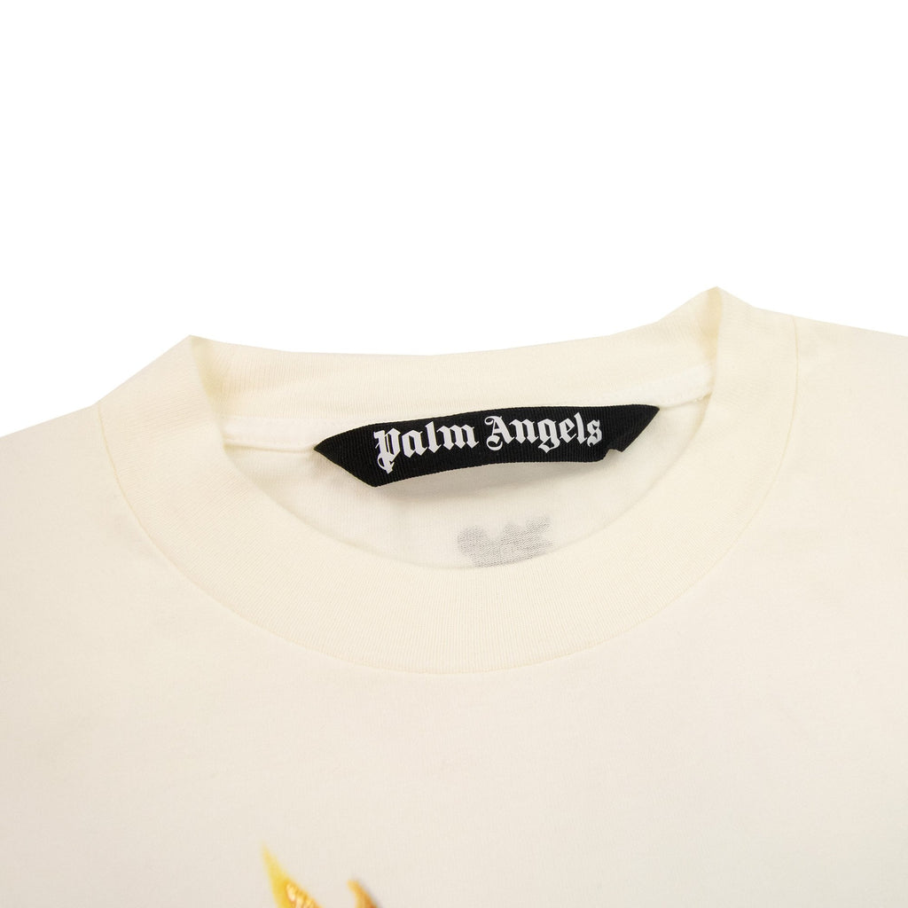 Palm Angels Burning Monogram T Shirt White/gold