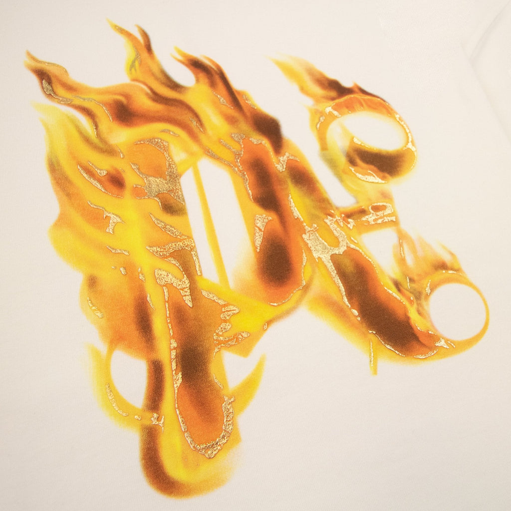 Palm Angels Burning Monogram T Shirt White/gold