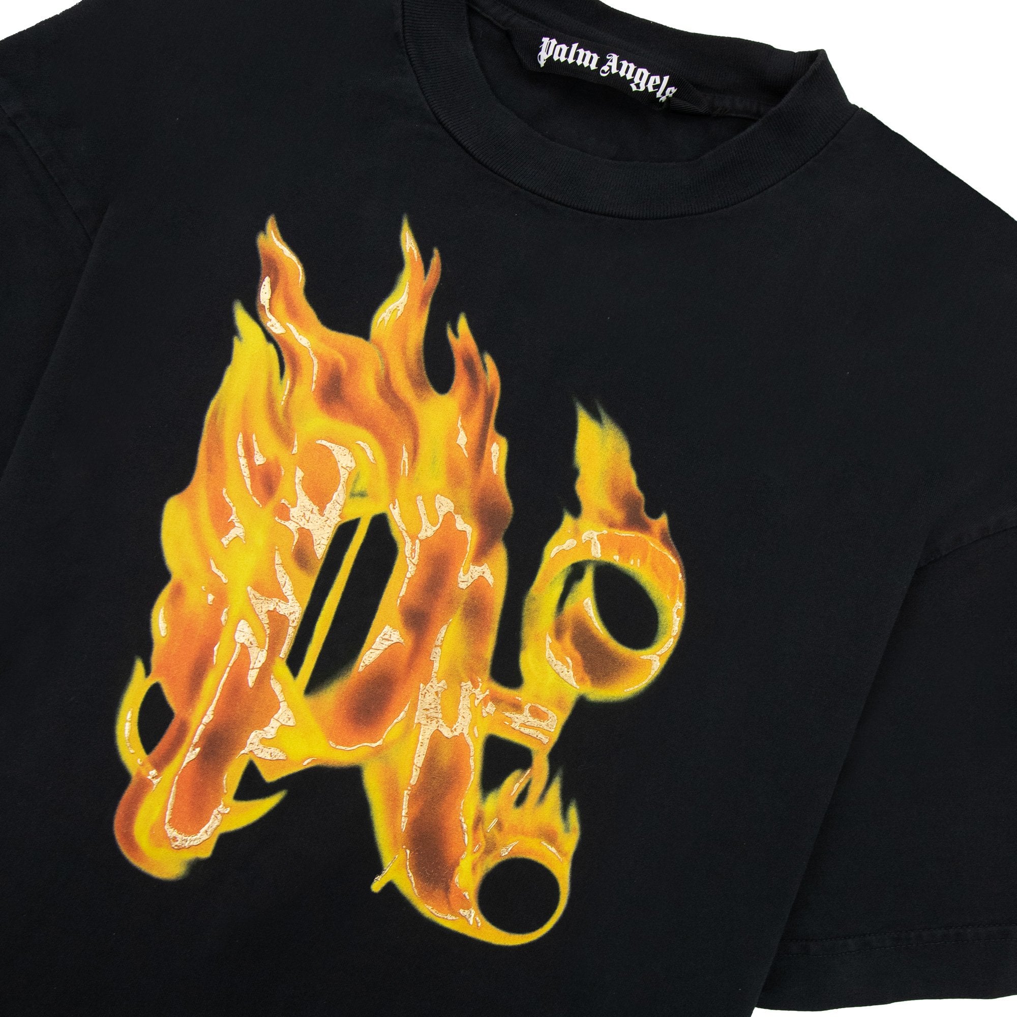 Palm Angels Burning Monogram T Shirt Black/gold