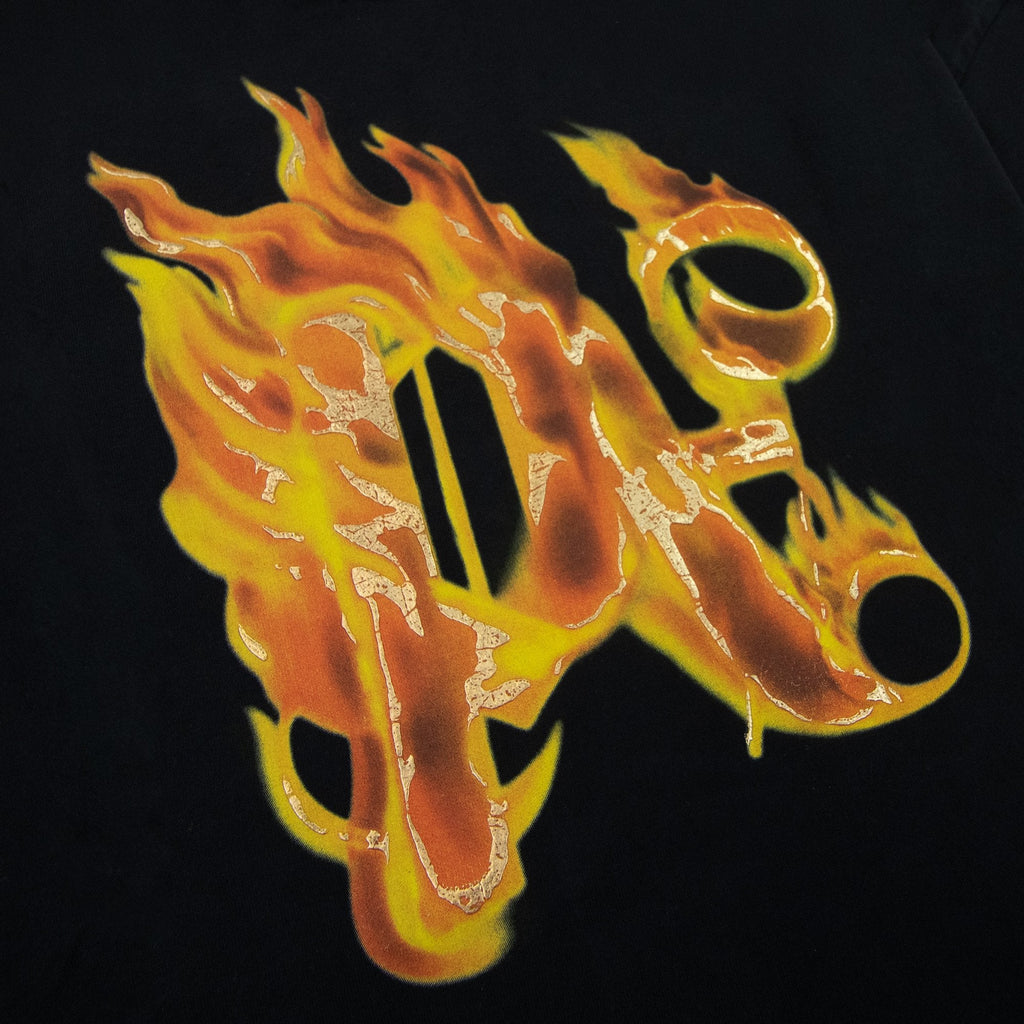Palm Angels Burning Monogram T Shirt Black/gold