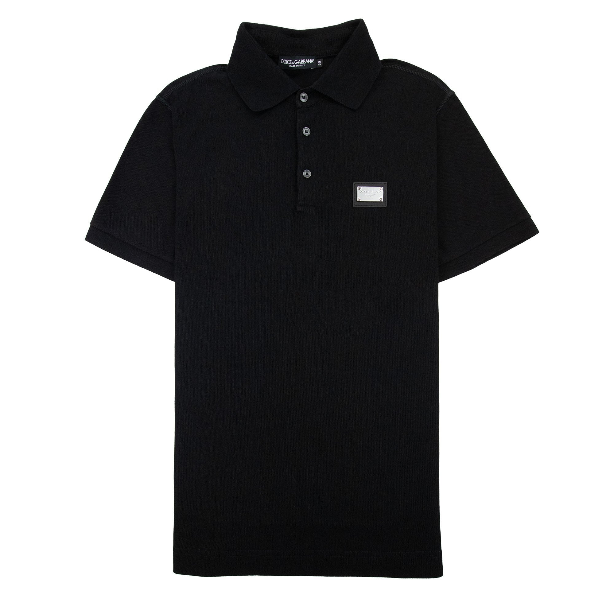 Dolce & Gabbana Branded Tag Pique Polo Black N0000