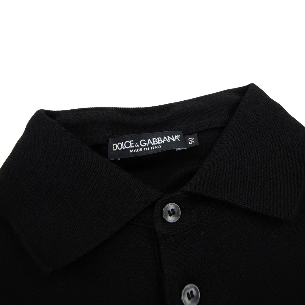 Dolce & Gabbana Branded Tag Pique Polo Black N0000