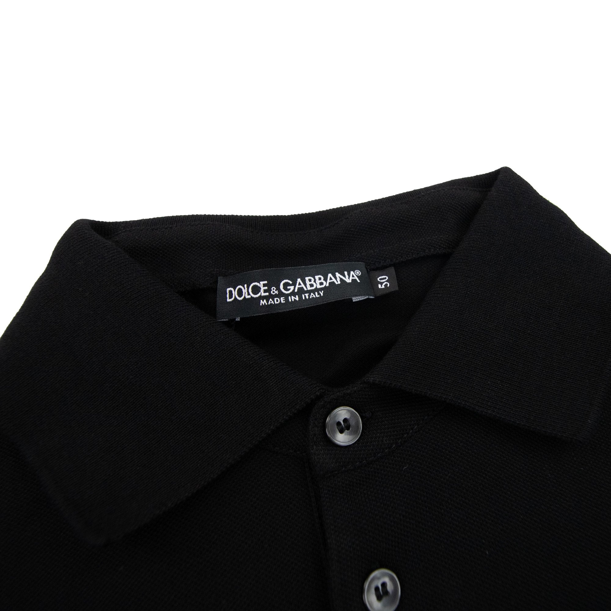 Dolce & Gabbana Branded Tag Pique Polo Black N0000