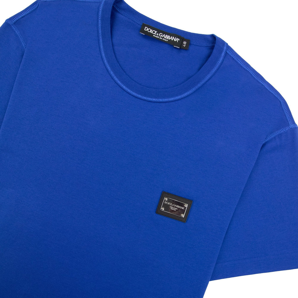 Dolce & Gabbana Branded Tag Cotton T Shirt Royal Blue