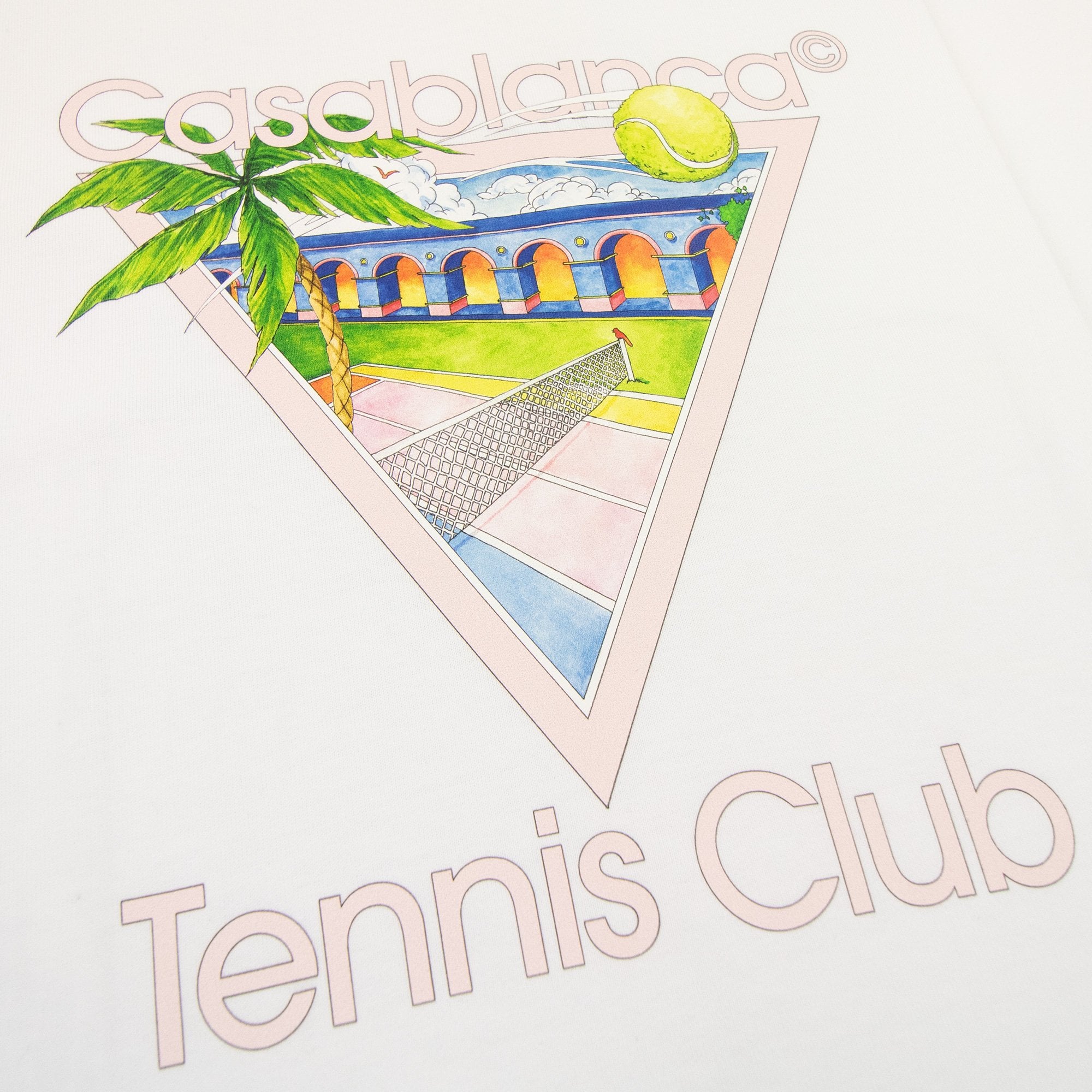 Casablanca Tennis Club Icon Screen Printed T Shirt White 001