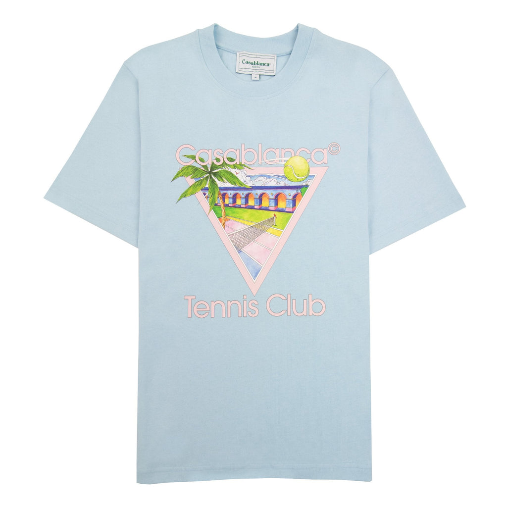 Casablanca Tennis Club Icon Screen Printed T Shirt Pale Blue
