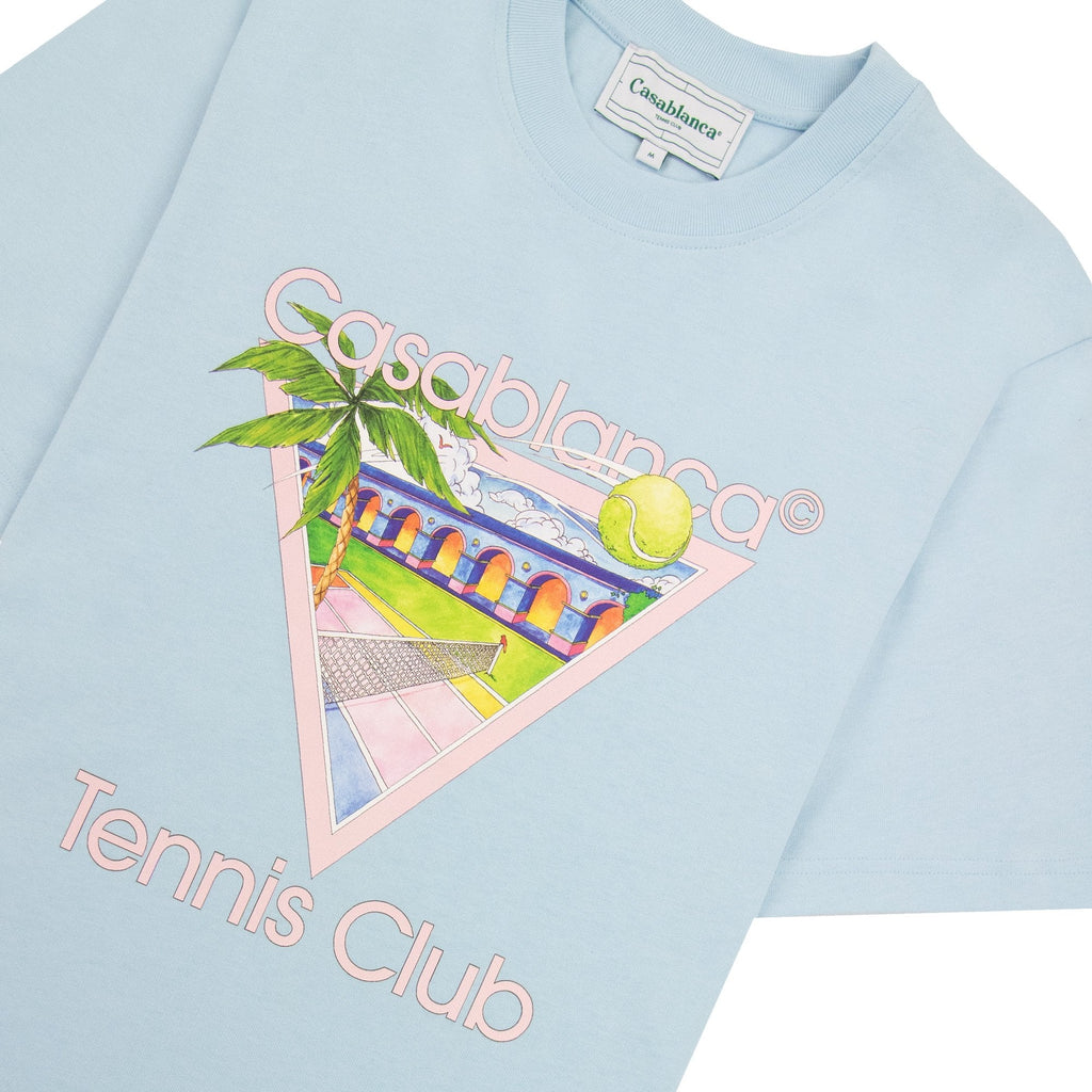 Casablanca Tennis Club Icon Screen Printed T Shirt Pale Blue