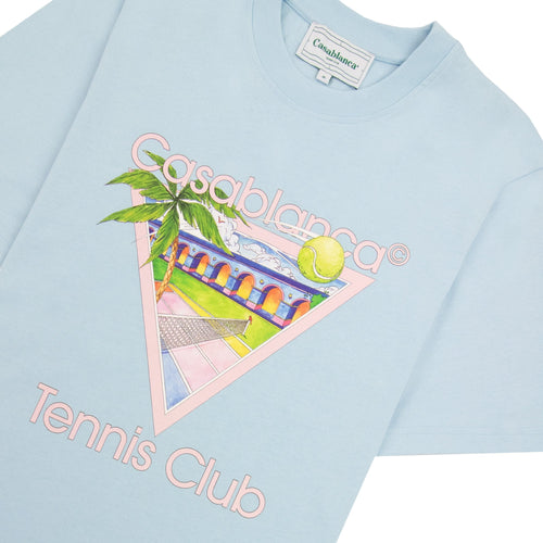 Casablanca Tennis Club Icon Screen Printed T Shirt Pale Blue
