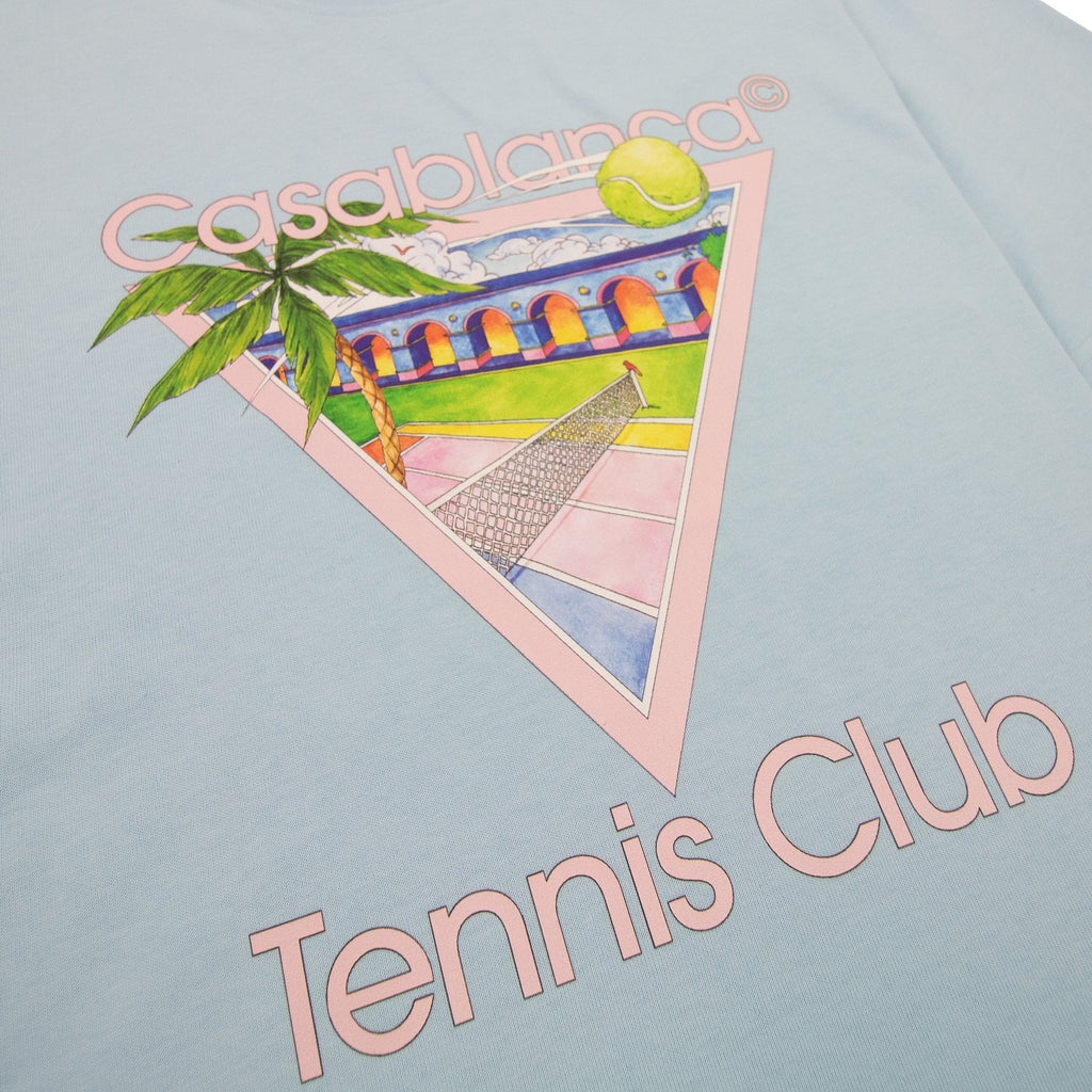 Casablanca Tennis Club Icon Screen Printed T Shirt Pale Blue