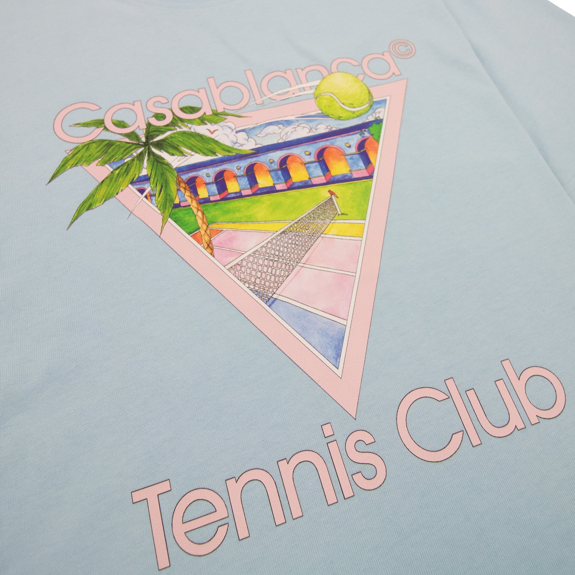 Casablanca Tennis Club Icon Screen Printed T Shirt Pale Blue