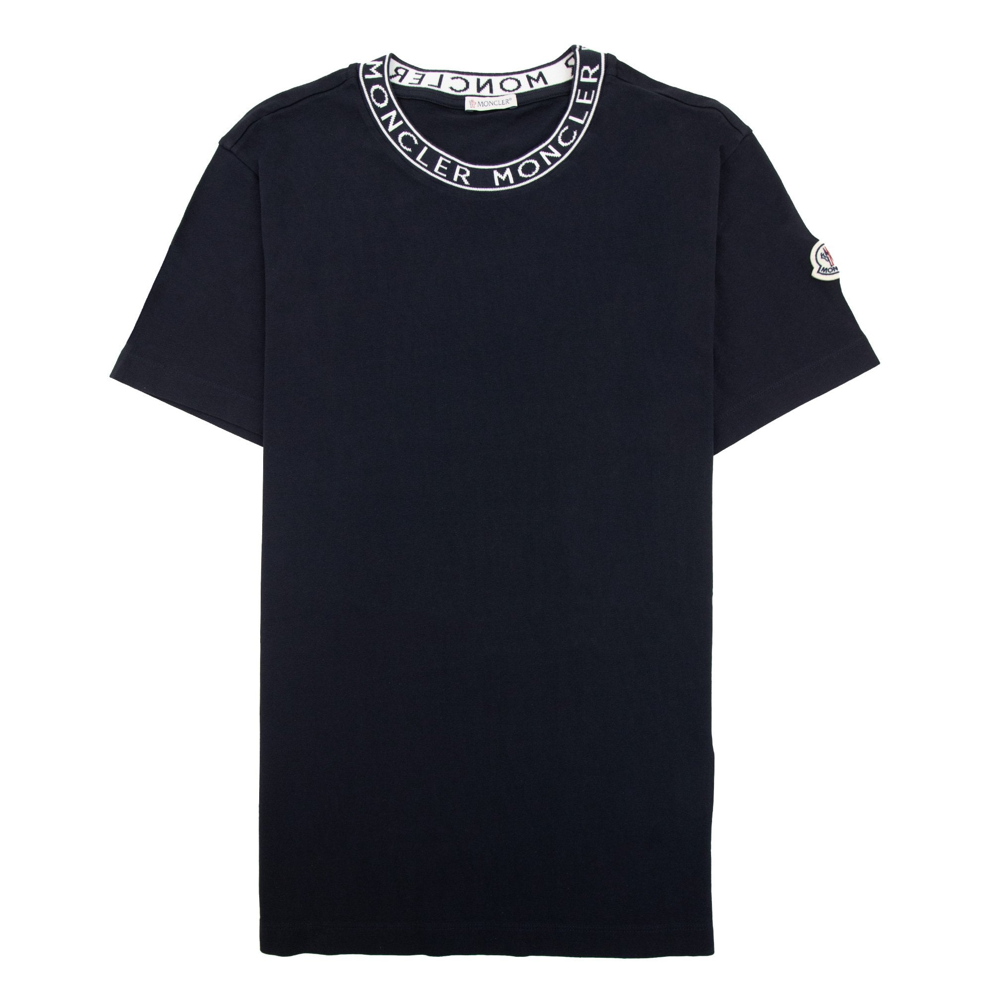 Moncler Neck Logo Ss T Shirt Black 999
