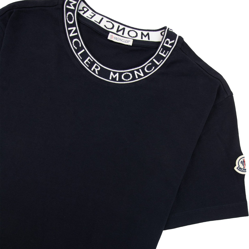 Moncler Neck Logo Ss T Shirt Black 999