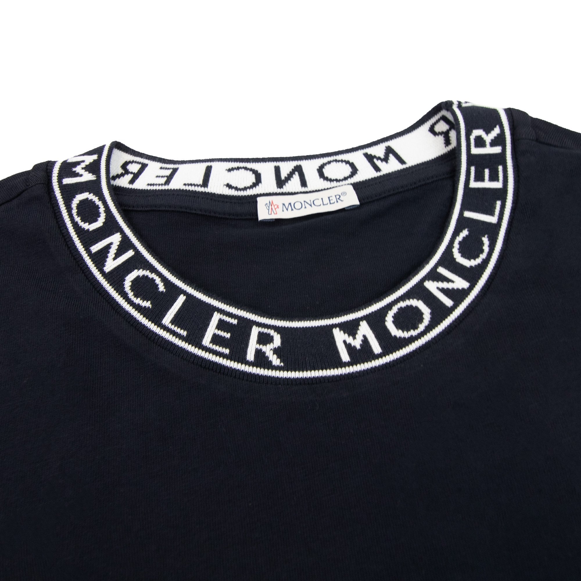 Moncler Neck Logo Ss T Shirt Black 999