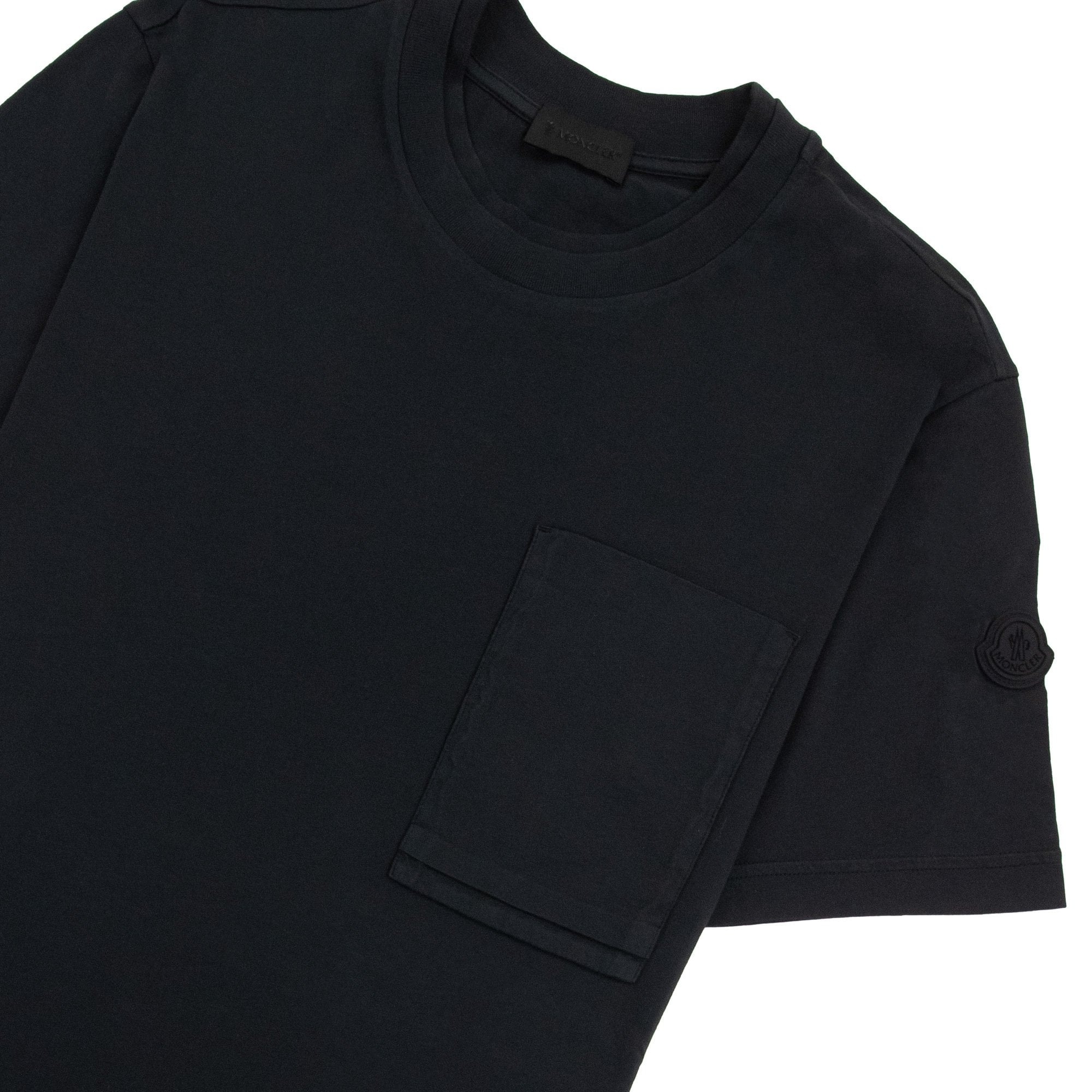 Moncler Pocket Arm Patch Logo T Shirt Black 999