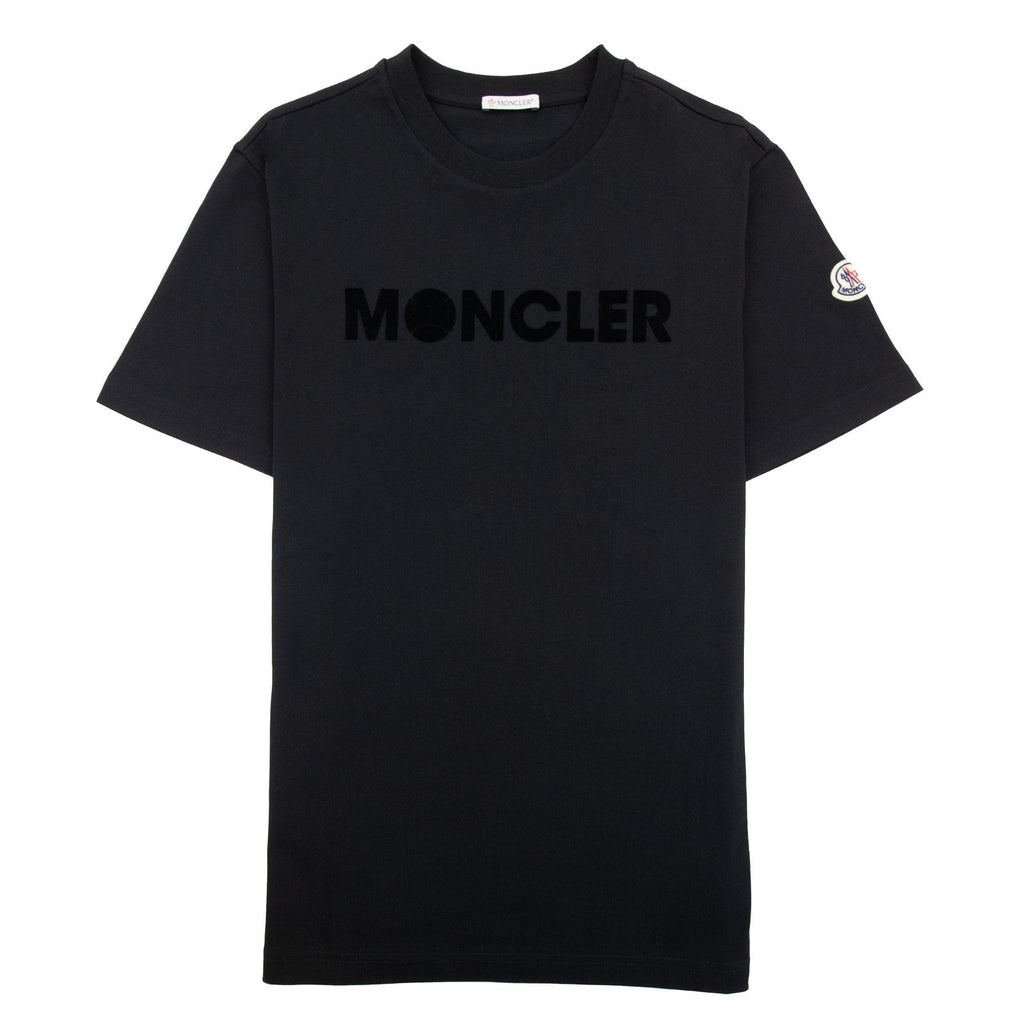 Moncler Embossed Tennis Logo T Shirt Black 999