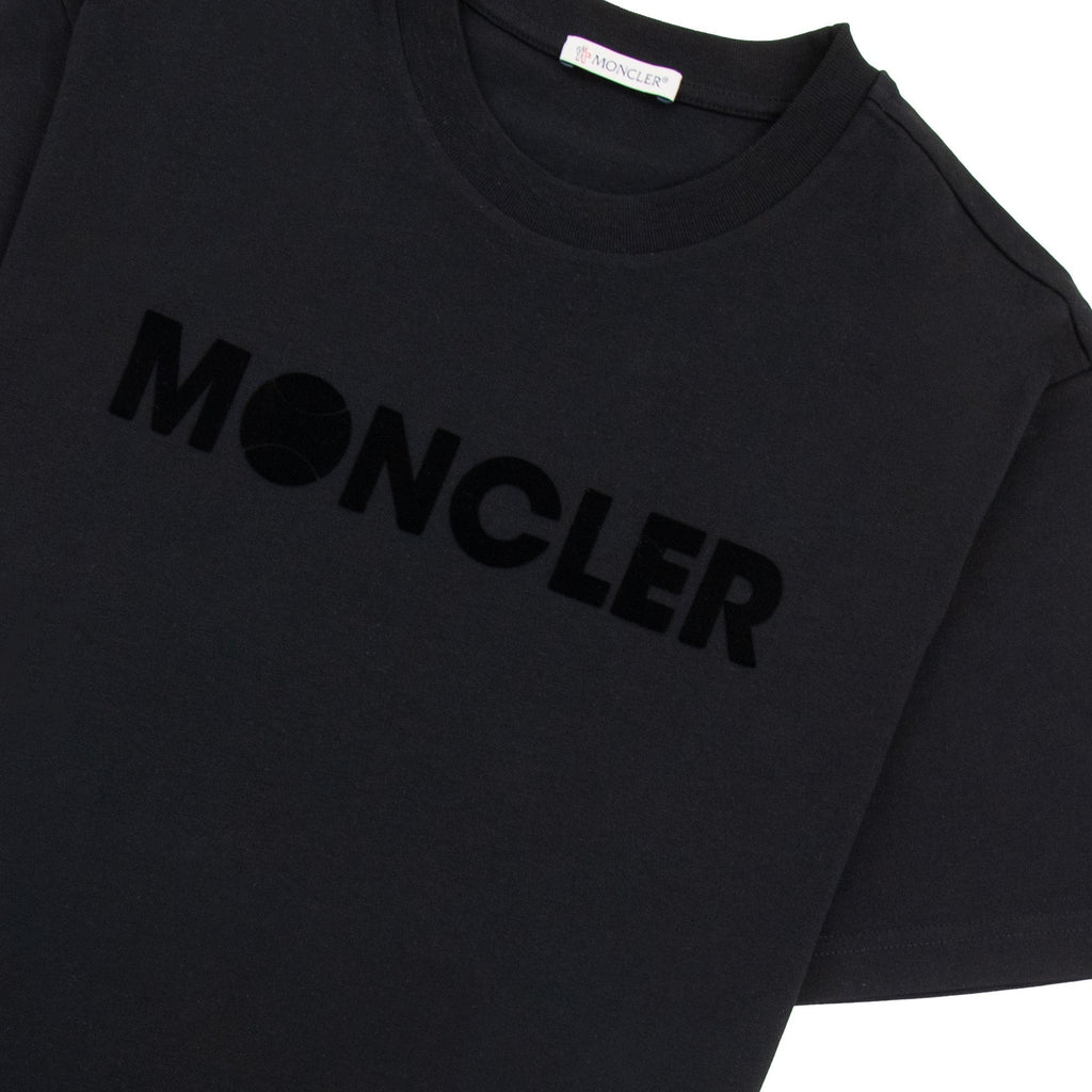 Moncler Embossed Tennis Logo T Shirt Black 999